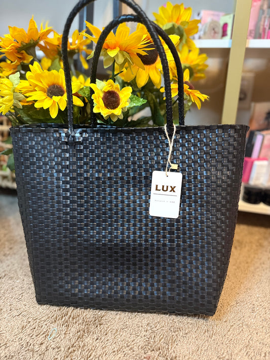 Black Lux Weave Tote Bag
